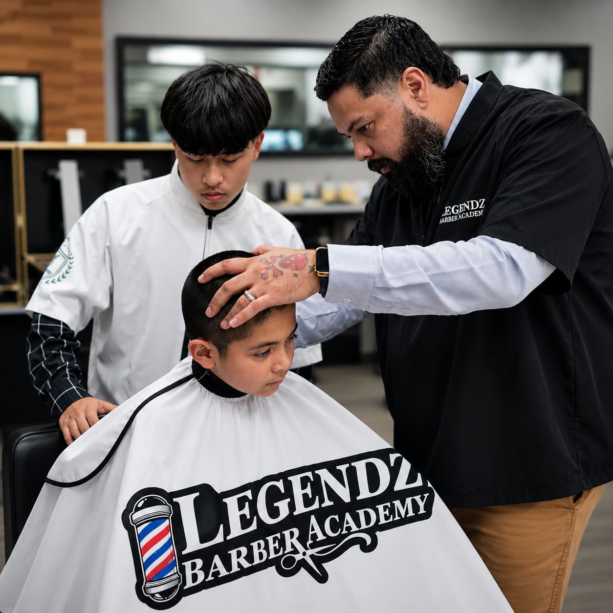 Students training at Legendz Barber Academy in Grand Prairie